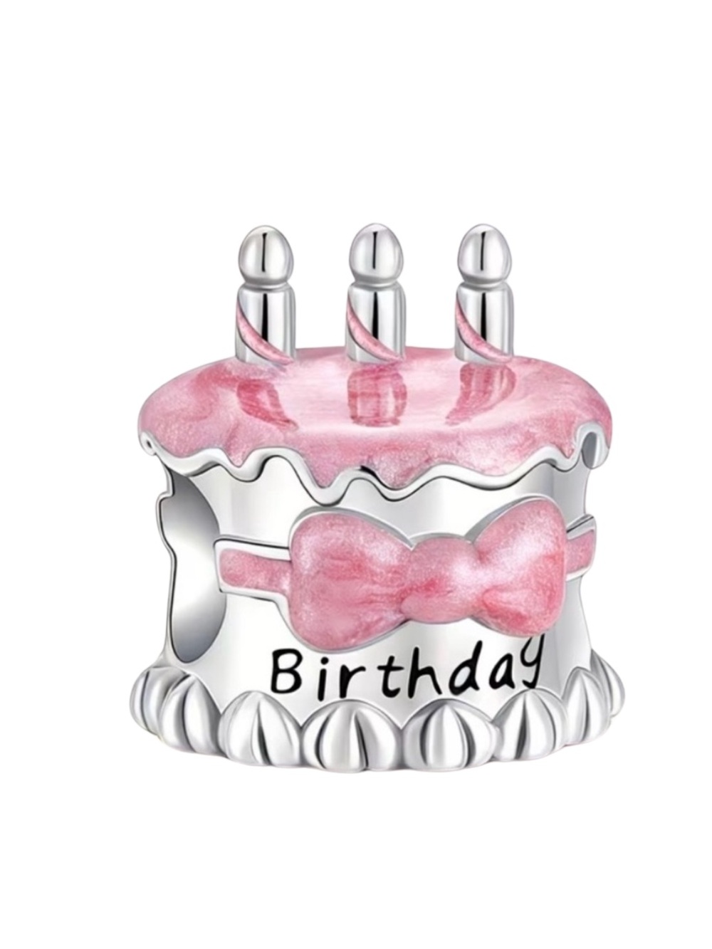 925 Sterling Silver Pink Birthday Cake Birthday Charm